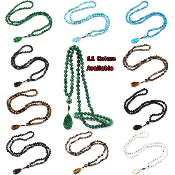 108 Mala Perles Collier Noir Onyx 8MM Chapelet Méditation Bijoux Japamala Pendentif Collier pour Femmes Hommes Charme Bracelets Bijoux Cadeau