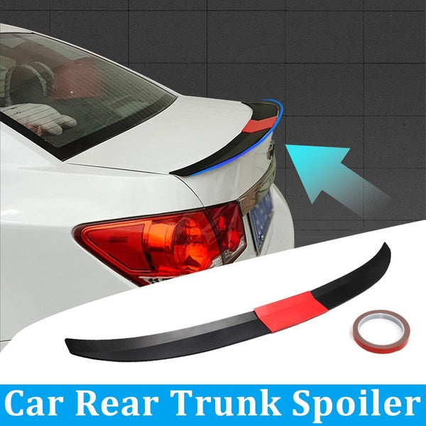 1PC Universal Car Styling 5D Carbon Fiber Grain Rubber Rear Spoiler Wing Bumper Trunk Lip Spoilers Styling DIY Refit Spoiler Rear Spoiler Wing