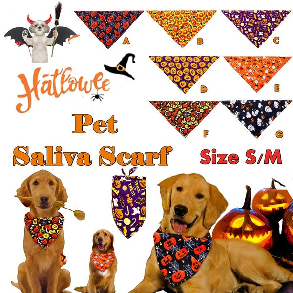Halloween Pet Saliva Towel Dog Triangle Scarf Cat Decoration Scarf Pet Accessories Mask New Gift Pet Accessories Christmas Bandana Pet Dog Small Larg