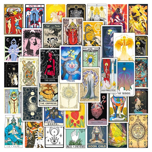 10-50Pcs Tarot Card Stickers Prediction Card Graffiti Kids Toy Skateboard Car Motorcycle Bicycle Sticker Decals