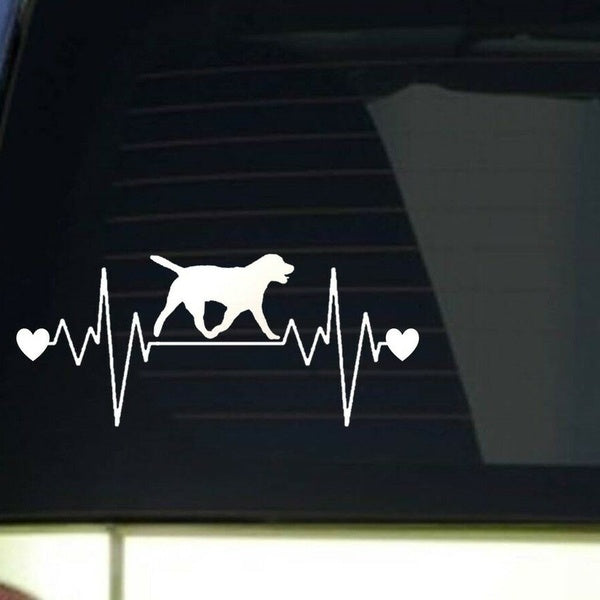 8" Wide Labrador Heartbeat Lifeline Car Sticker Decal Lab Retriever