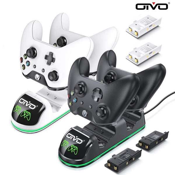 OIVO Chargeur pour Xbox One-Xbox One X, Station de Charge Rapide Double Sangle LED Mise à Jour, Station de Chargement à Distance - 2 Batteries Rechar