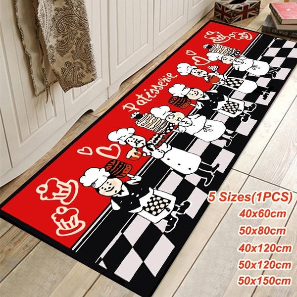 Household Supplies Funny Kitchen Chef Cook Printed Anti-Slip Door Mat Perfect for Kitchen Bathroom and Standing Desks 5 Sizes （40x60cm-50x80cm-40x120