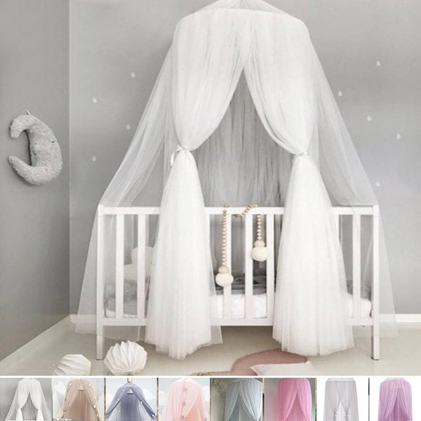 Bed Canopy Baby Mosquito Net Girls Princess Round Dome Mesh Mosquito Net Kids Premium Tent Tulle Curtain Bedroom Bedding Decor