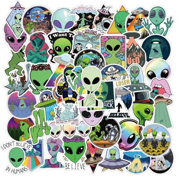 10-50Pcs Funny Alien Stickers E. T UFO Graffiti Stickers for DIY Luggage Laptop Skateboard Motorcycle Bicycle Stickers