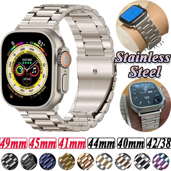 Luxury Stainless Steel Band for Smart Watch Ultra 2-Ultra 9 8 7 49mm 45mm 41mm, Metal Grace Exquisite Strap Men Wristbands for Smartwatch Series 6 5