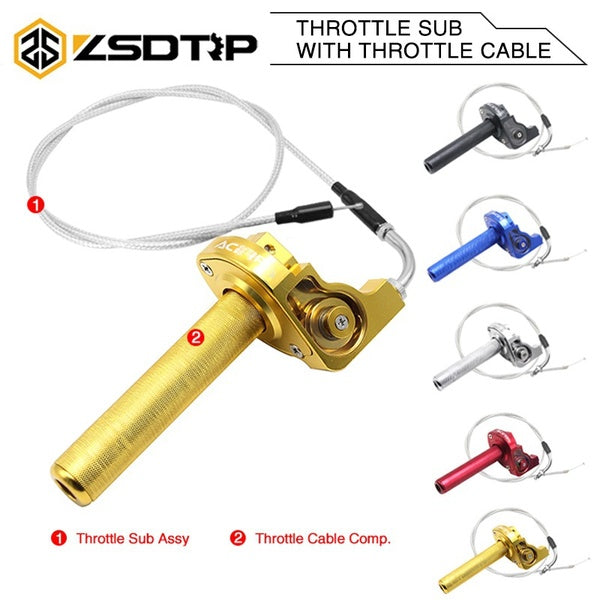 ZSDTRP 7-8inch-22mm Handlebar Quick Action Visible Throttle Handle Grip Twist + Elbow Cable For Dirt Bike Motorcycle Motorbike