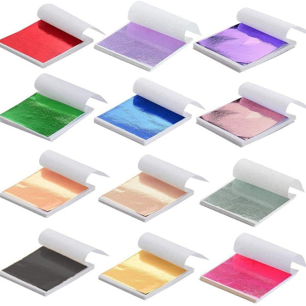 10pcs Gilding Imitation Gold Sliver Copper Foil Papers Art Craft Design Paper DIY Craft Decor Leaf Leaves Sheets 8x8.5cm