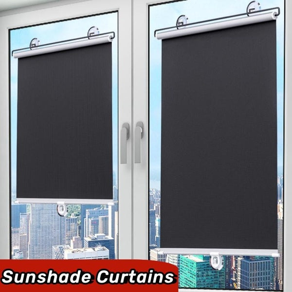 5 Size Full Blackout Retractable Sunshade Roller Curtain Black Car Sunshade Bedroom Kitchen Sun Protection Curtains Thermal Insulation Shutter Sunsha