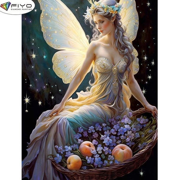 FIYO DIY 5D Fairy Diamond Painting Full Drill with Number Kits Maison et Cuisine Mode Mosaïque Diamant Peinture Toile Décoration Murale Cadeau Artisa