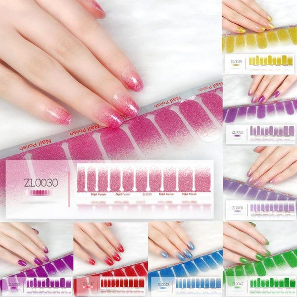 20tips Glitter Nail Stickers Full Cover Stickers Nail Art Self Adhesive Stickers Manicure Waterproof Nail Stickers