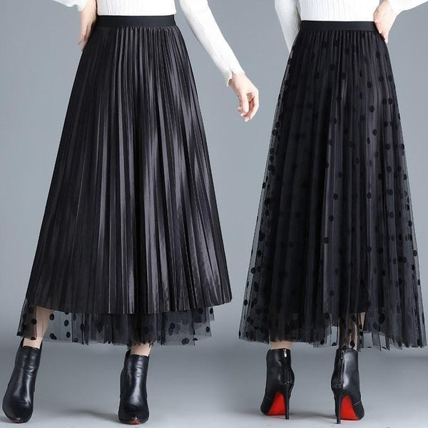 Wome Long Skirt High Waist Tulle Skirts Ladies Summer Casual Loose Elegant Maxi Skirts