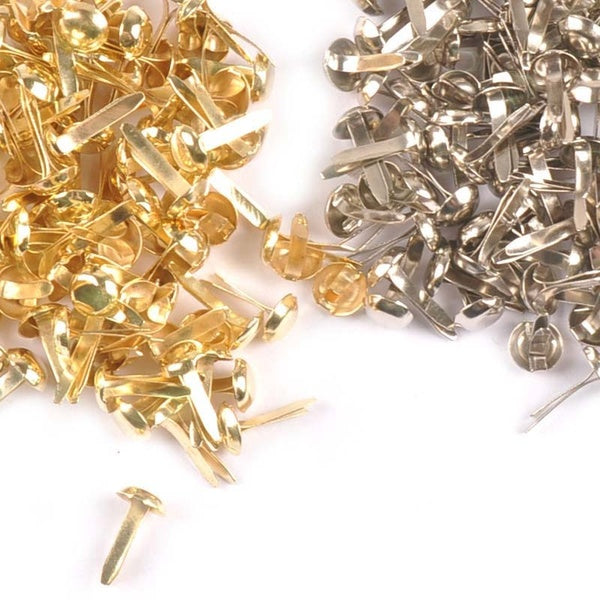 100Pcs Mix Round Brads Silver-golden Embellishments For Scrapbooking Metal Crafts Fastener Brad For Diy Decorations