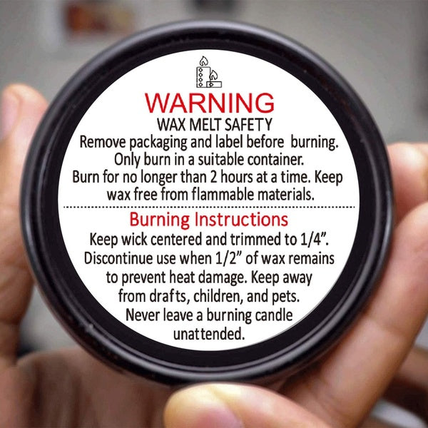 2" Candle Warning Labels for Soy Waterproof Candle Jar Container Stickers - Wax Melting Safety Stickers 10 Labels Per Roll for Candle Jars,Tins and V