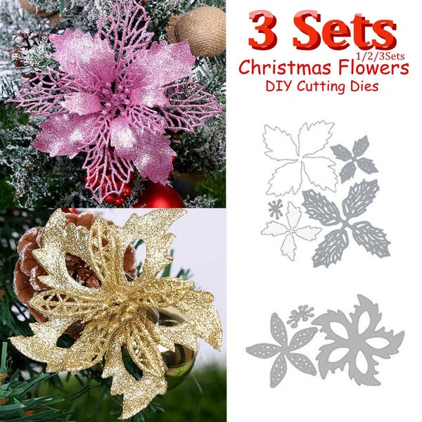 3-2-1Sets Christmas Floral Decorations Greeting Card Making Cutting Dies Flowers Metal Mold for DIY Scrapbooking Paper Cutting Template Hot
