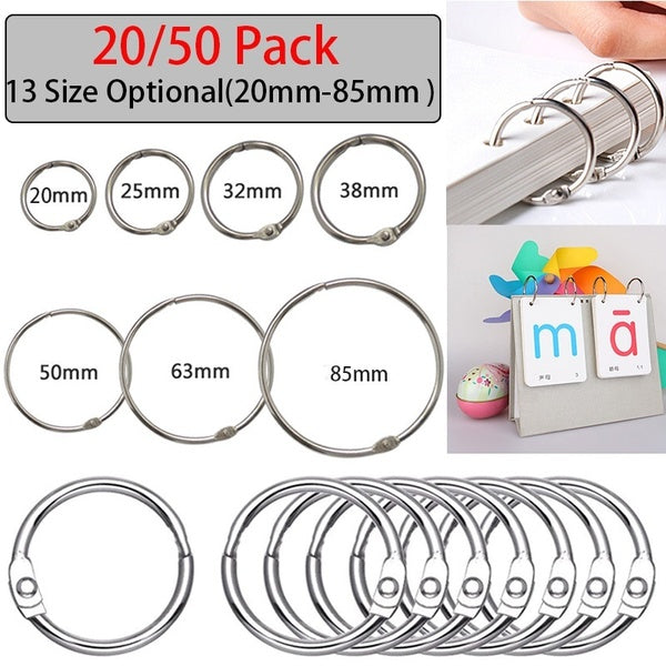 High Quality 20-50pcs Metal Loose Leaf Book Binder Hinged Rings Keychain Album Ring Scrapbook Binders Craft Photo Album Split