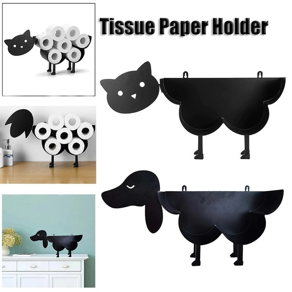 Bathroom Toilet Cat Dog Sheep Toilet Roll Holder Tissue Paper Towel Holder Stand Black Animal Free-Standing Paper Storage Rack