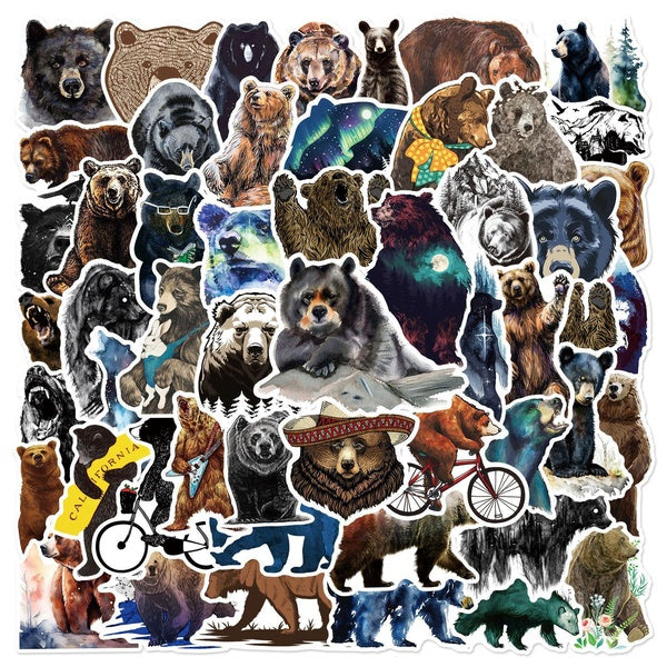 10Pcs-50Pcs Art Bear Stickers Personality Animal Ursidae Graffiti Stickers for DIY Luggage Laptop Skateboard Motorcycle Bicycle Stickers
