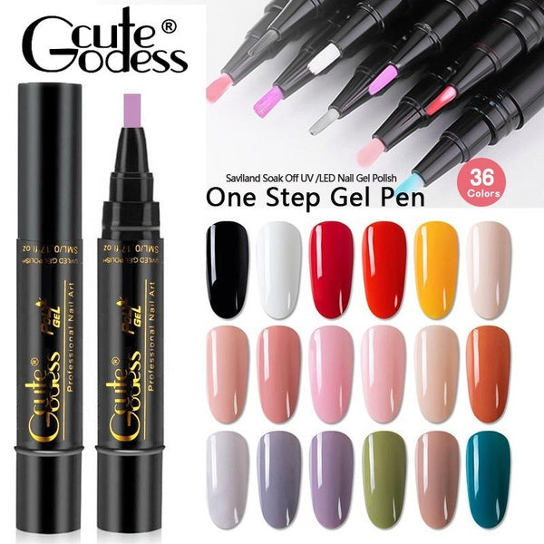 UV Gel Painting Glue 36 Colors One Step Nail Varnish Pen Glitter with Nail Art Painting Tools Set