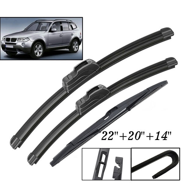 Xukey 3Pcs-set Front Rear Windscreen Wiper Blades Kit For BMW X3 E83 2010 2009 2008 2007 2006 2005 2004