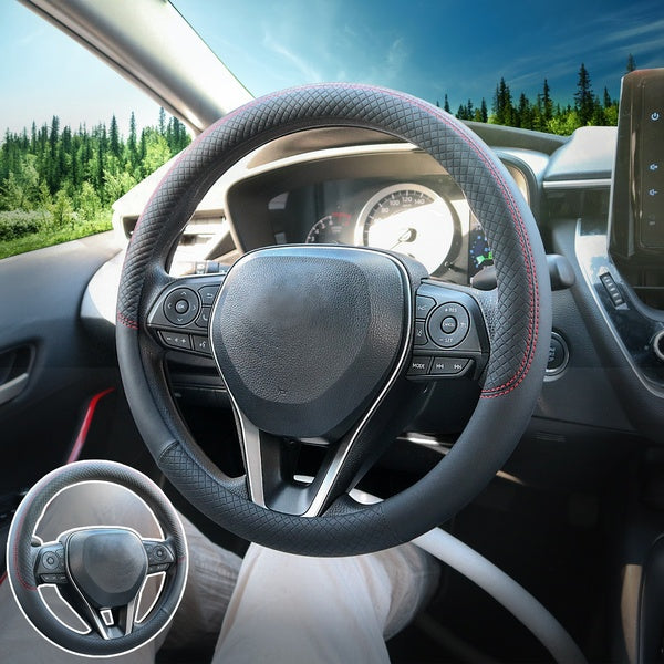 38cm 15" Universal Steering Wheel Cover Black PU Leather With Rubber Inner Ring Non-slip Car Interiors For VW Opel Toyota Nissan