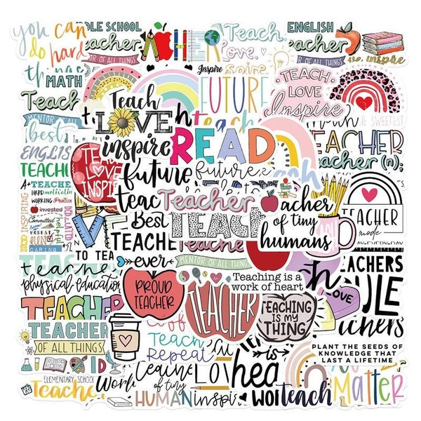 50Pc Teacher's Day Stickers Skateboard Stickers Extreme Sports Stickers Trolley Case Guitar Mug Notebook Trend Stickers