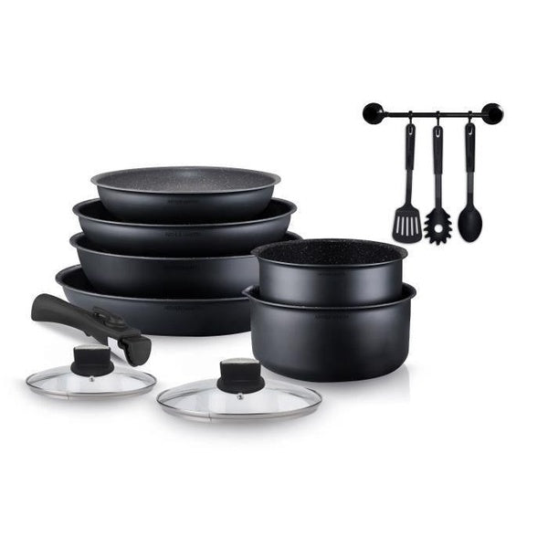Arthur Martin AM268B 12-piece cookware set - removable handle - all heat sources including induction