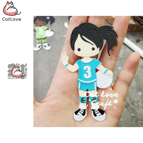 Volley-ball hommes femmes athlètes matrices de découpe en métal Scrapbooking pochoir découpes fabrication de cartes bricolage artisanat gaufrage nouv