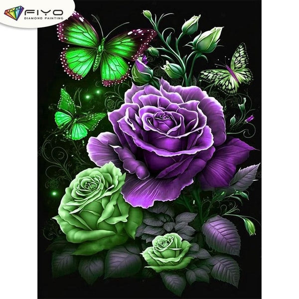 Rose Flowers DIY 5D Diamond Painting Full Drill with Number Kits Home and Kitchen Fashion Crystal Rhinestone Cross Stitch Embroidery Paintings Canvas