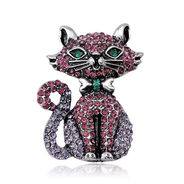 Broches de chat en strass complet pour les femmes beau chat Animal de compagnie partie causale broche broches cadeaux