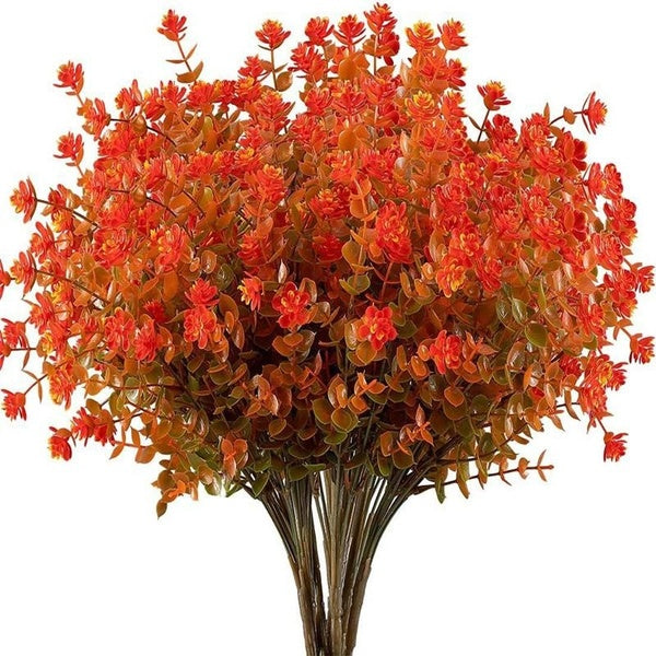 1-6 Bundles Artificial Eucalyptus Flowers,Fall Decor For Home Thanksgiving Decorations Outdoor,Fake Boxwood Plants Shrubs Flowers For Decoration UV R