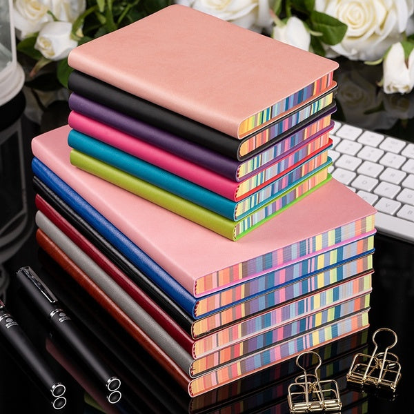 Soft Face Rainbow Edge Lovely Notebook Creative Simple Notepad Thickened Leather Diary A6 - A5