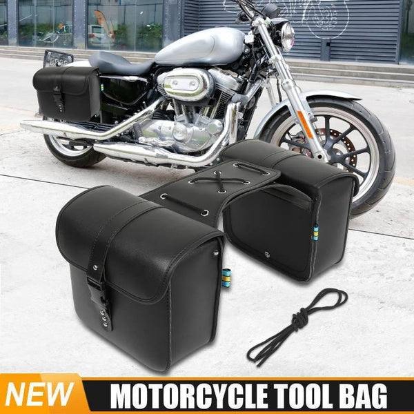 1 Pair Universal Motorcycle Saddlebags Leather Side Tool Bags Motorcycle Cycling Luggage Bag Throw Over Saddle Bags Panniers Bags Motorcycle Accessor