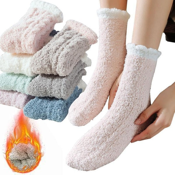 1-5 paires de chaussettes pour femmes hiver chaud corail velours polaire chaussette doux moelleux tube chaussettes femmes maison sol pantoufle plaine
