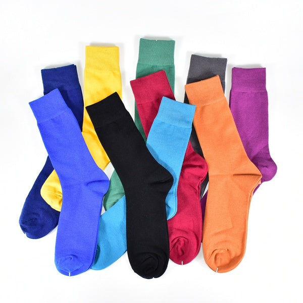 Men's socks New 2020 Solid Color Casual socks Black Blue red purple yellow green socks Colorful Full dress Classic Cotton socks Men