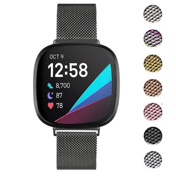 Magnetic Metal Band for Fitbit Versa 4 3 2 Band Sense-Lite,Stainless Steel Watchband Strap Bracelet Belt Accessories for Fitbit Versa （1 PCS BAND） Matron Inn