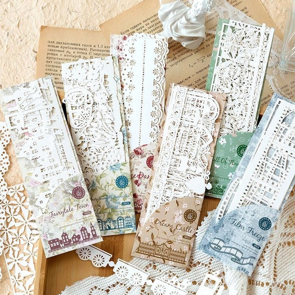 5Pcs-Pack White Lace Series Decorative Paper Material Perfect for Journaling Diy Scrapbooking Supplies