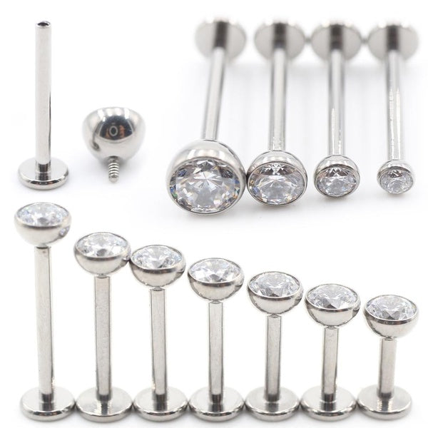 1 pièce de piercing pour le corps en titane et zircon anodisé fileté à l'intérieur, anneau pour les lèvres, le tragus, le cartilage, la barre