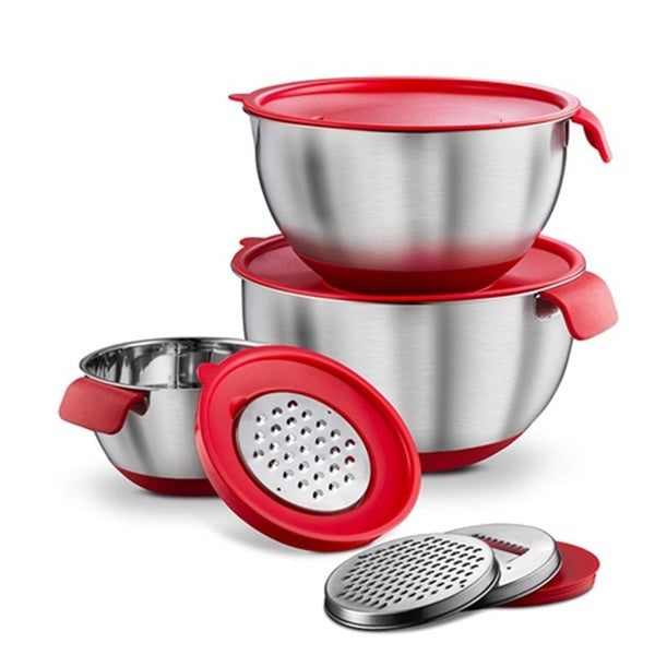 Bols à salade de cuisine ensemble de bols à salade de cuisine en acier inoxydable en acier inoxydable à l'échelle antidérapante pour le stockage des