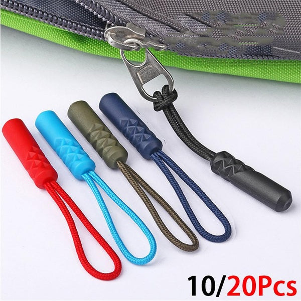 10-20pcs10 Color Zippers Pull Puller End Fit Rope Tag Replacement Clip Broken Buckle Fixer Suitcase Tent Backpack Zipper Cord