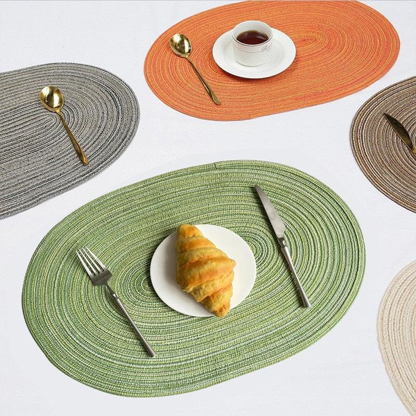 Oval Placemat Japanese-style Ramie Heat Insulation Mat Ins Anti-hot Pot Mat Household Creative Hand-woven Decorative Mats