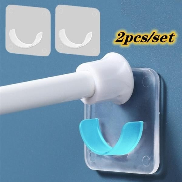2-4Pcs Self Adhesive Telescopic Pole Support Sticker Punch-free Household Telescopic Rod Holder Crossbar Wall Hooks Fixing Bracket