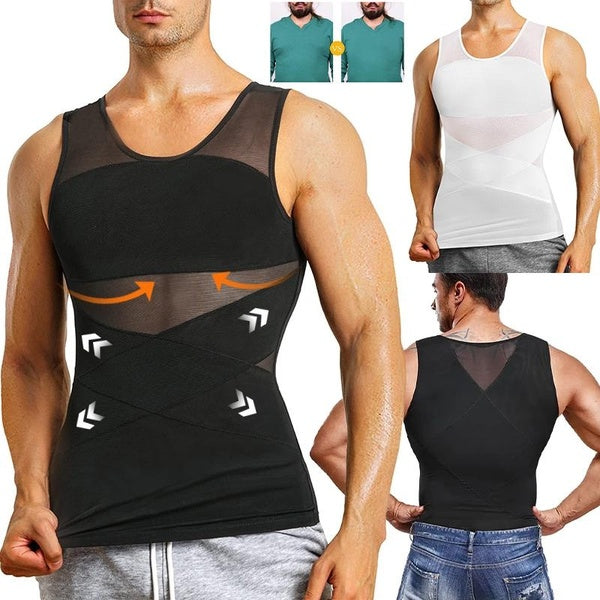 1PC Men's Compression Shirt,Breathable Compression Abdominal Control Sweatshirt,Outdoor Fitness Training Sleeveless Athletic Tank Top