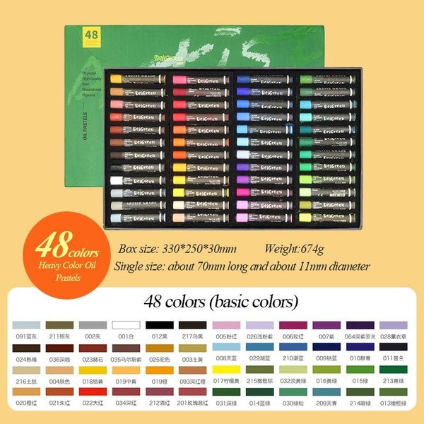 Delgreen Professional Soft Oil Pastel 48Colors Basic Series Non-Toxic Washable Oil Painting Stick-Pastel-Crayon Drawing Art Supplies