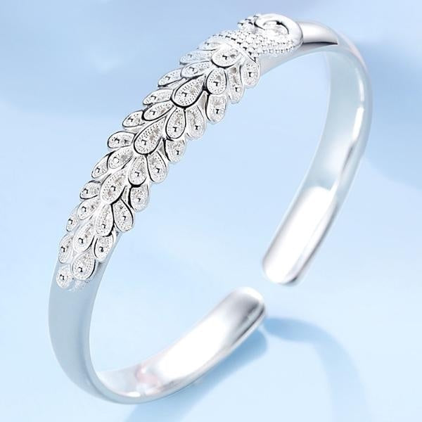 New Fashion Luxury 925 Sterling Silver Elegant Peacock Opening Screen Bracelet Bangles for Women Fashion Party Wedding Accessories Jewelry Gift Matron Inn
