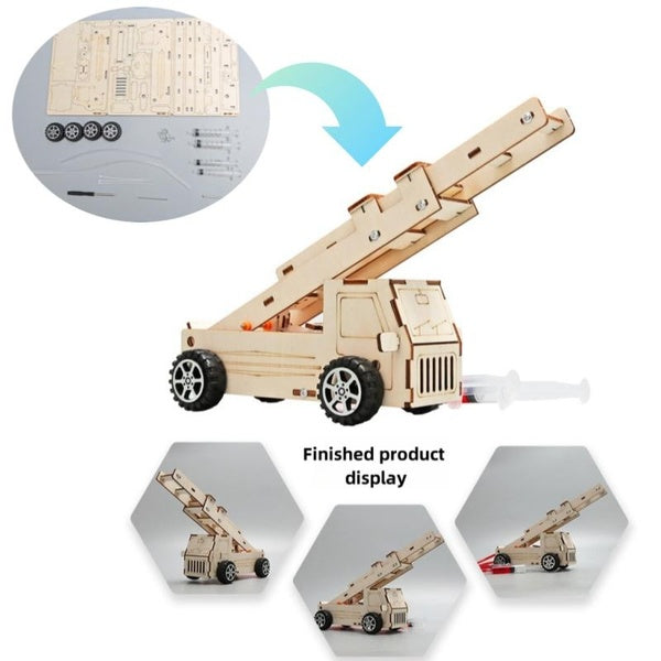 DIY Fire Ladder Truck Technology Miniature Works Suitable for Elementary School Students and Interest Enthusiasts Children's DIY Toys STEM Educationa