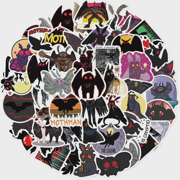 10-50Pcs Cute Dark Mothman Stickers Graffiti Stickers for DIY Luggage Laptop Skateboard Motorcycle Bicycle Stickers