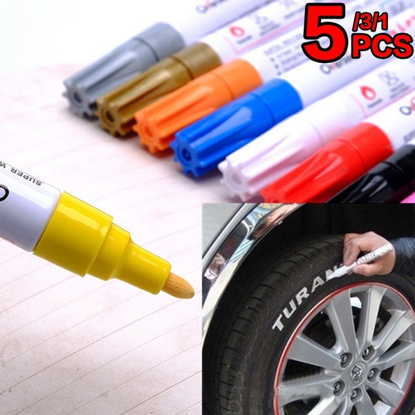 5-3-1 Pcs Waterproof Paint Pen Car Tire Tread Glass Metal Marker Pen Graffiti Oily Marker Pen 11 Colors