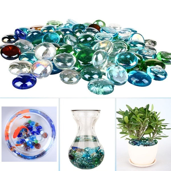 Galets de verre perles pierres poissons Aquarium perles rondes verre coloré perles plates artisanat décoration de la maison