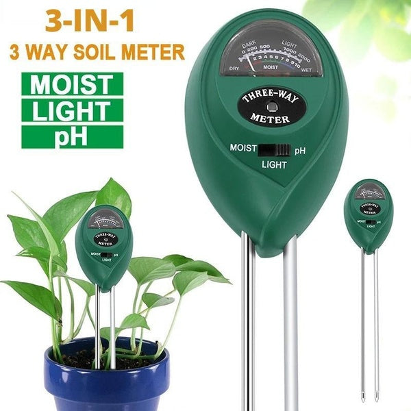 3 In 1 Soil PH Meter Sunlight PH Tester Garden Flowers Soil Moisture Sensor Meter Plants Acidity Humidity PH Monitor Detector